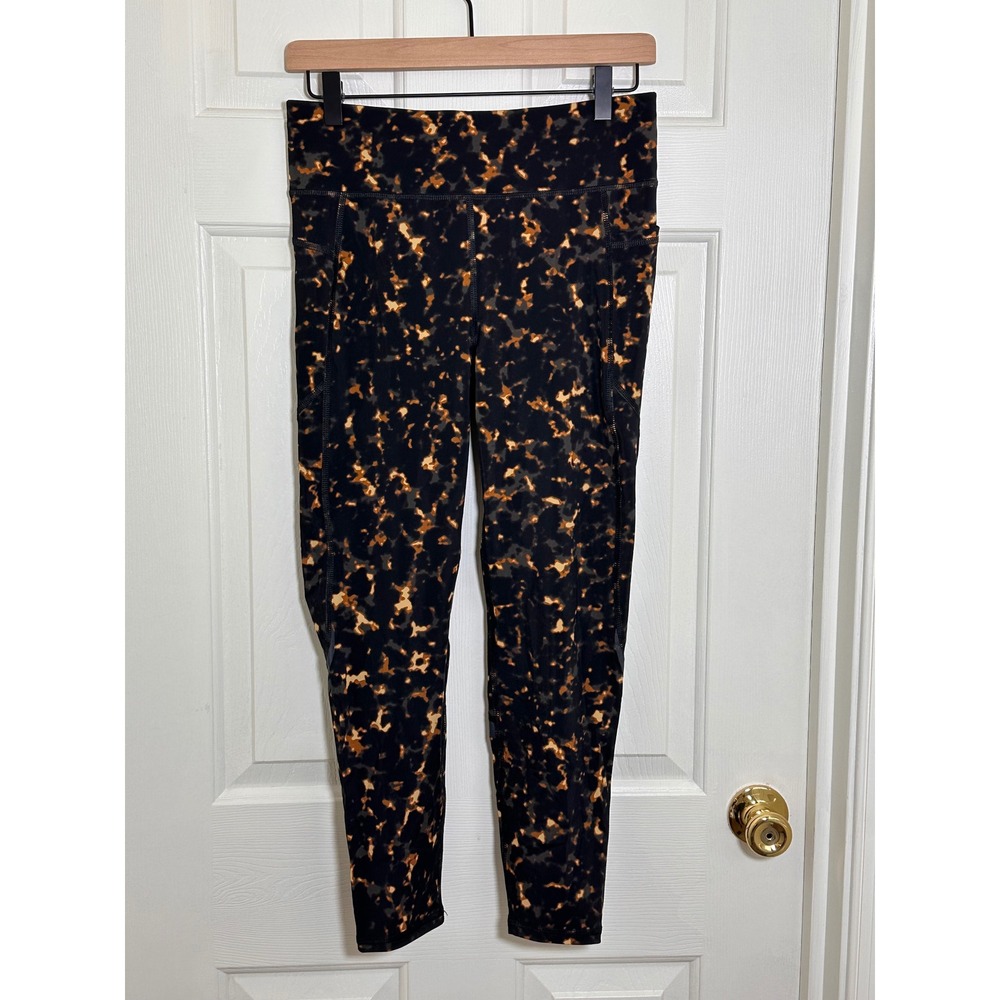 Sweaty Betty Zero Gravity 7/8 Running Leggings Black Orange Tortoise Size M